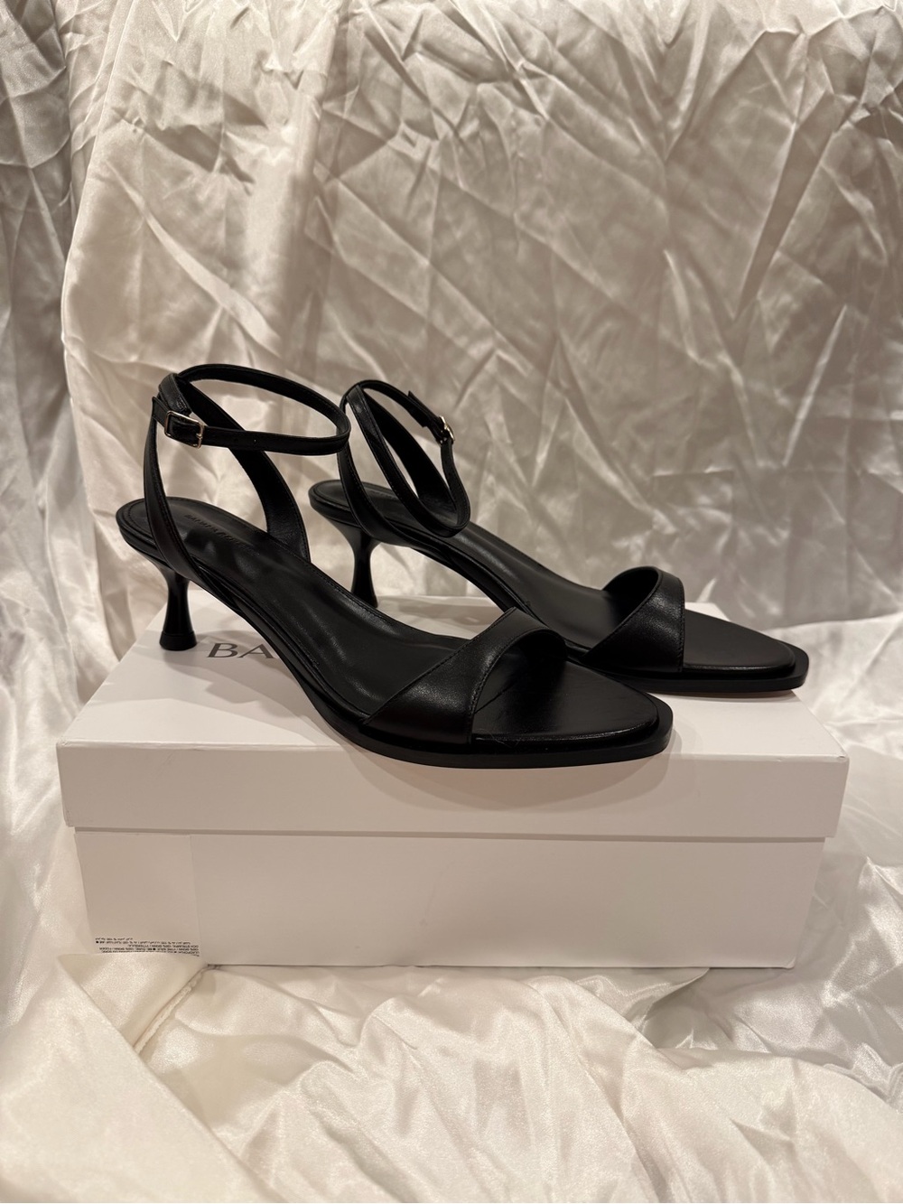 Banana Republic Black Italian Leather Kitten Heel Sandals